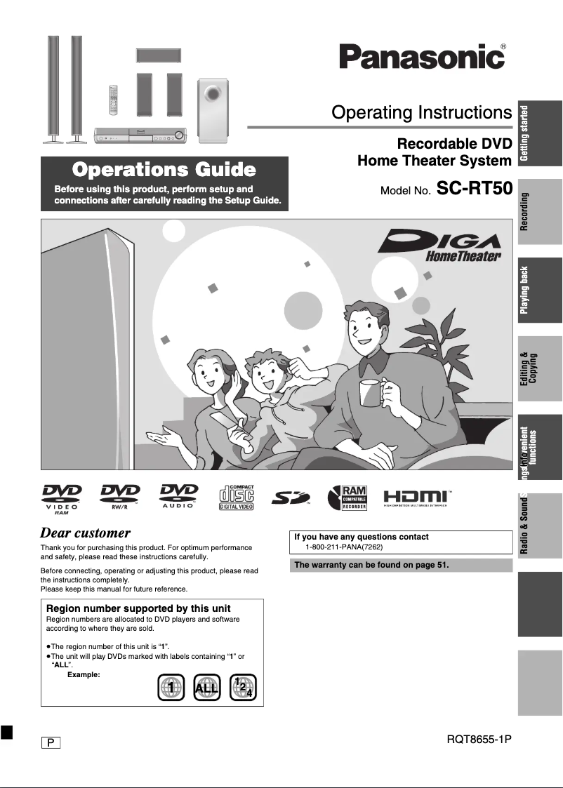 Image de la première page du manuel de l'appareil SC-RT50