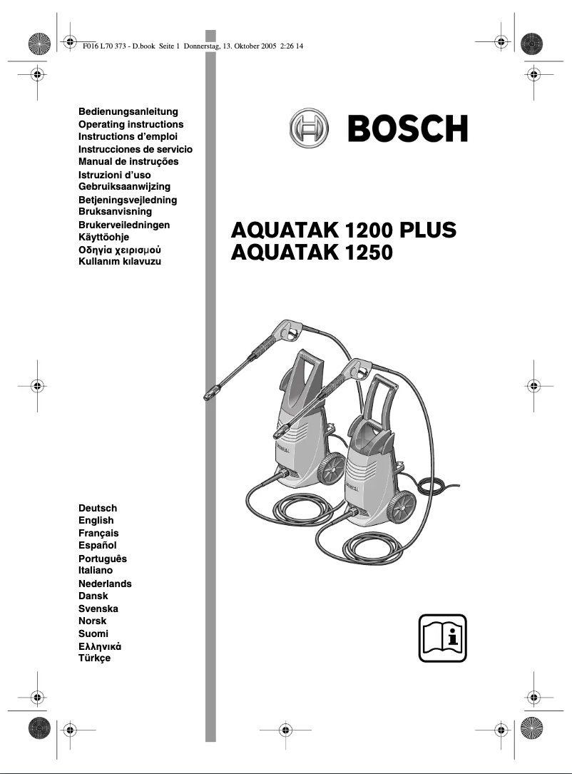 Page n°1 - Manuel utilisateur Bosch Aquatak 1250 Plus