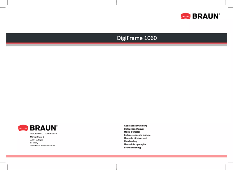 Page n°1 - Manuel utilisateur Braun DigiFrame 1060