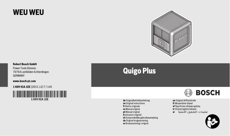 Page 1 de la notice Manuel utilisateur Bosch Quigo Plus