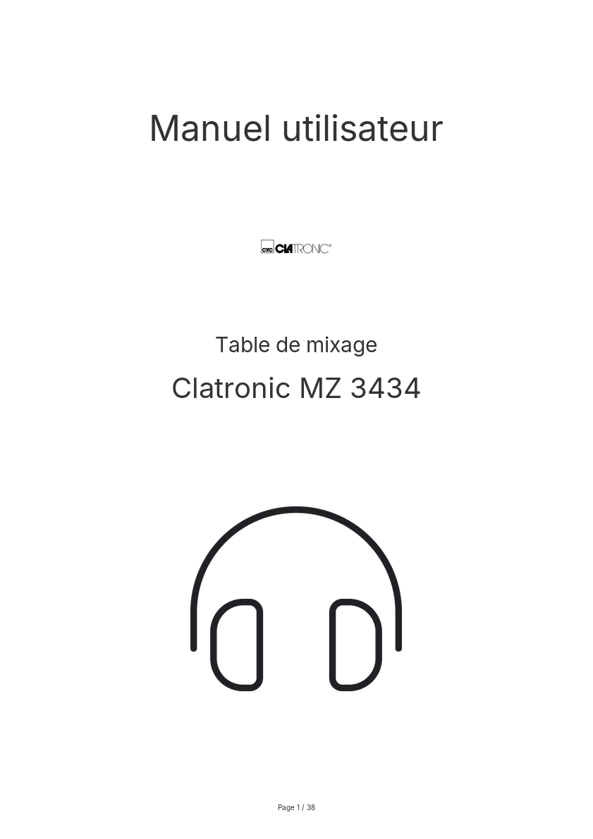 Image de la première page du manuel de l'appareil MZ 3434