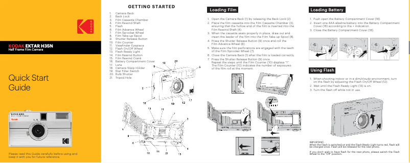 Image de la première page du manuel de l'appareil Ektar H35N