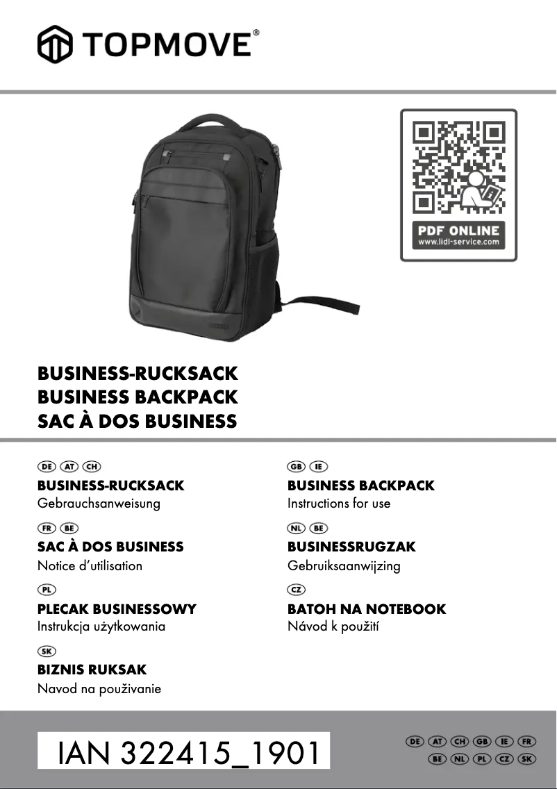 Page 1 de la notice Manuel utilisateur Topmove IAN 322415
