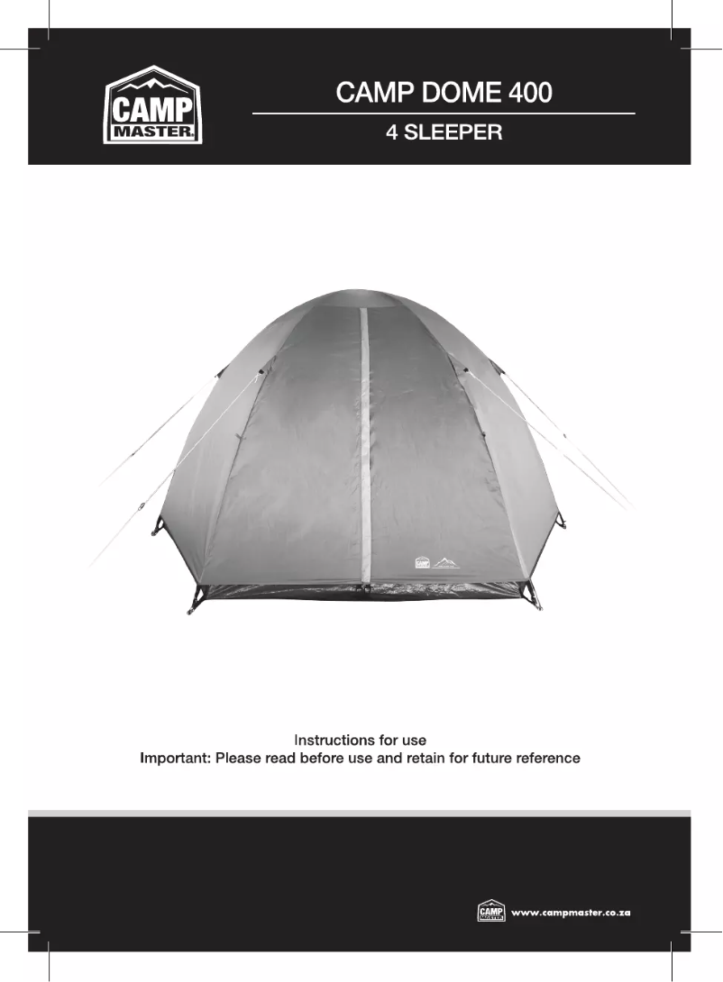 Page 1 of the manual User Manual Camp Master Camp Dome 400