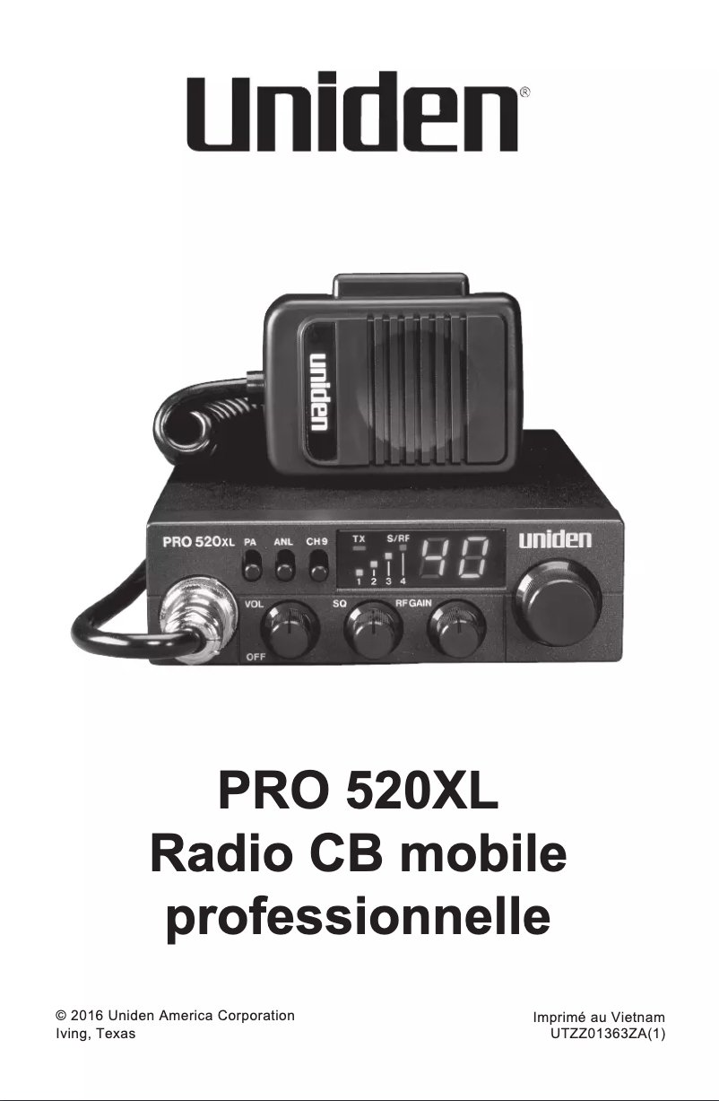 Page 1 de la notice Manuel utilisateur Uniden PRO520XL
