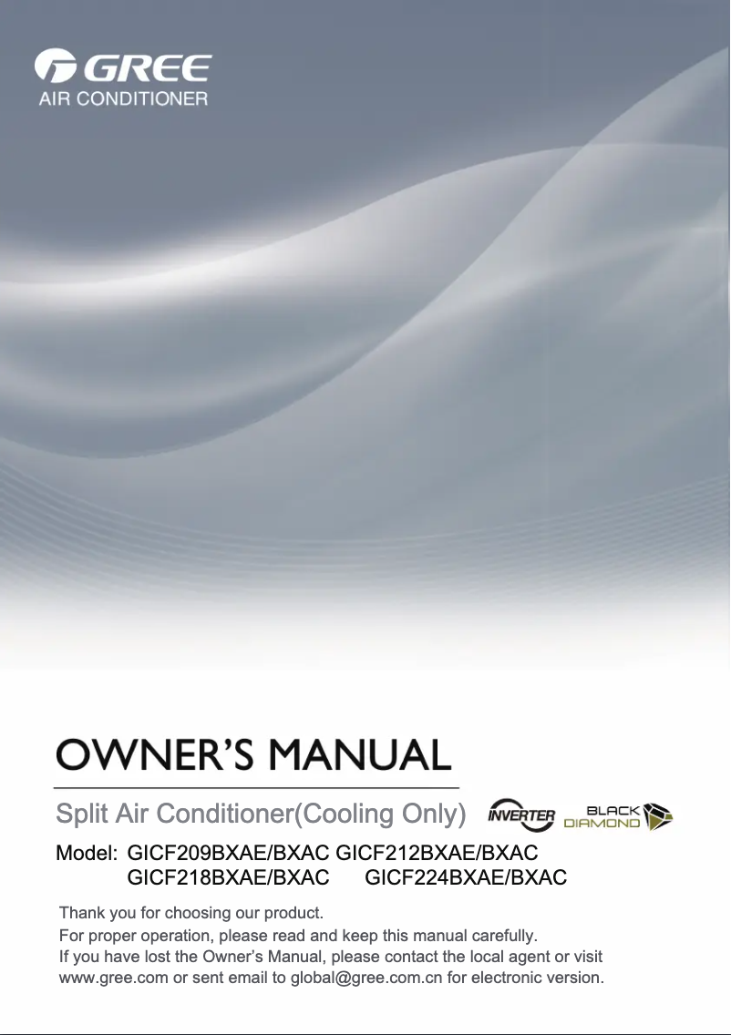 Imagen de la primera página del manual del dispositivo GICF218BXA