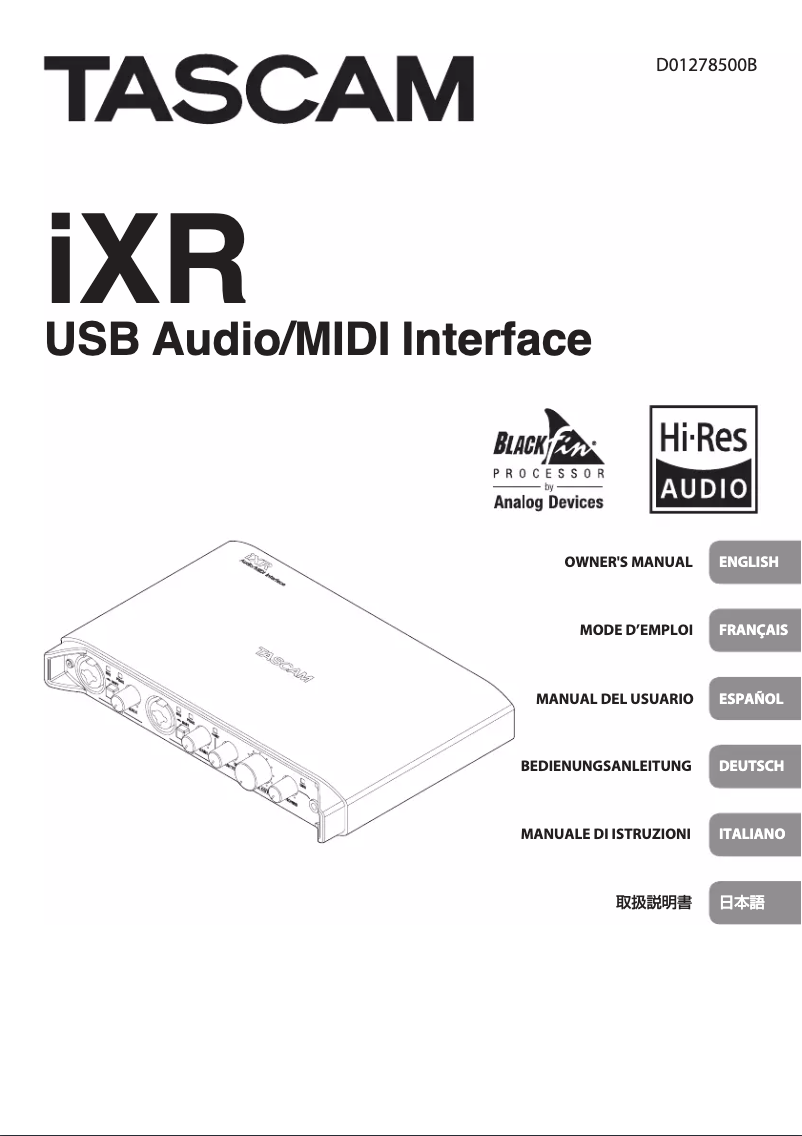 Page 1 de la notice Manuel utilisateur Tascam iXR