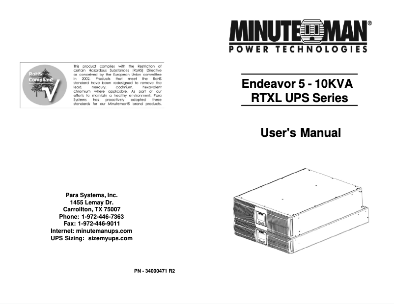 Página 1 del manual Manual de usuario Minuteman ED5000RTXLMB