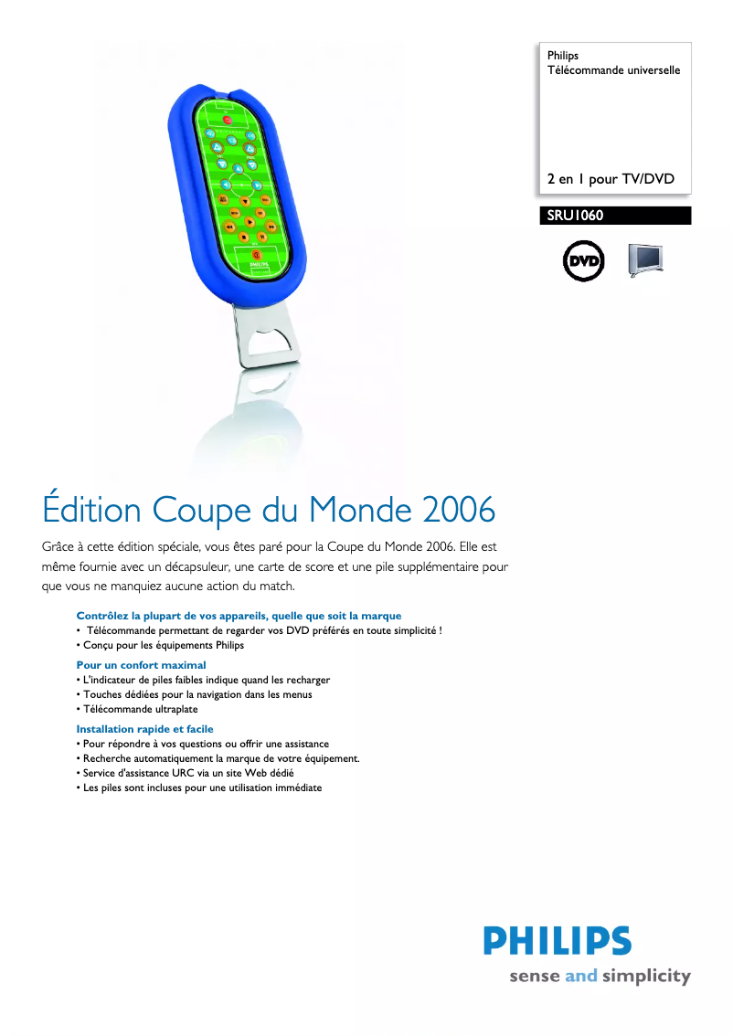 Page n°1 - Fiche technique Philips SRU1060