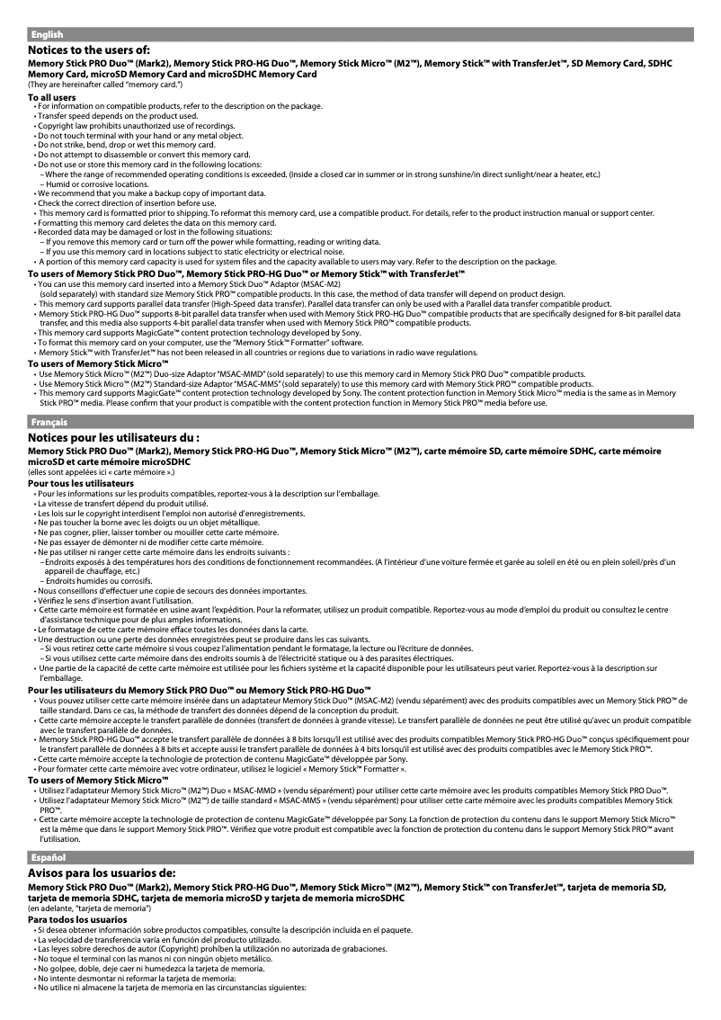 Page n°1 - Instructions de sécurité Sony DCR-TRV950