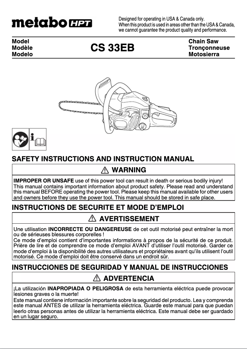 Page 1 de la notice Manuel utilisateur Metabo CS 33EB