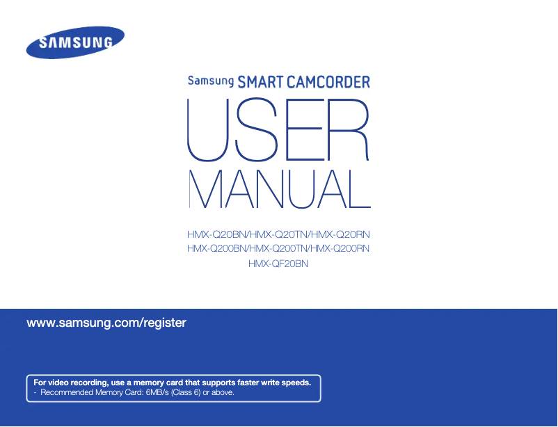 Page 1 de la notice Manuel utilisateur Samsung HMX-Q200RN