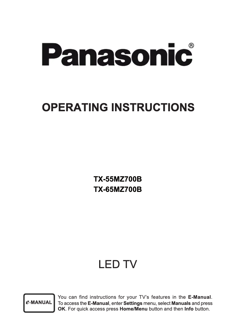 Page 1 de la notice Manuel utilisateur Panasonic TX-65MZ700B