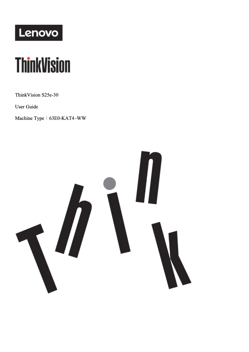 Page n°1 - Manuel utilisateur Lenovo ThinkVision S25e-30