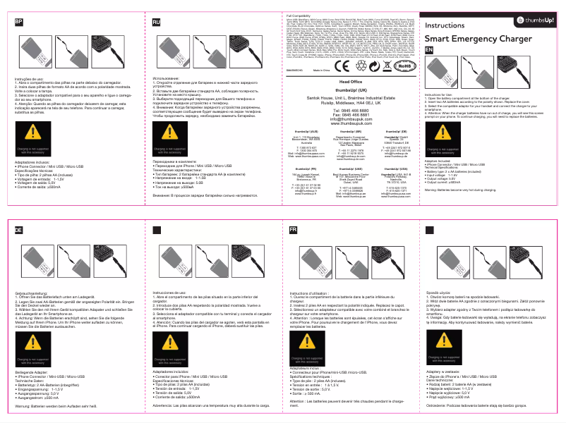 Página 1 del manual Manual de usuario Thumbs Up Smart Emergency Charger