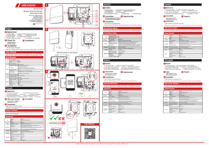 Image de la première page du manuel de l'appareil DS-PS1-E-WE