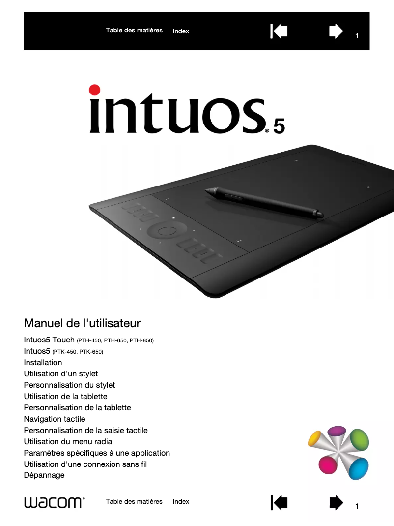 Page n°1 - Manuel utilisateur Wacom Intuos 5 Touch Large