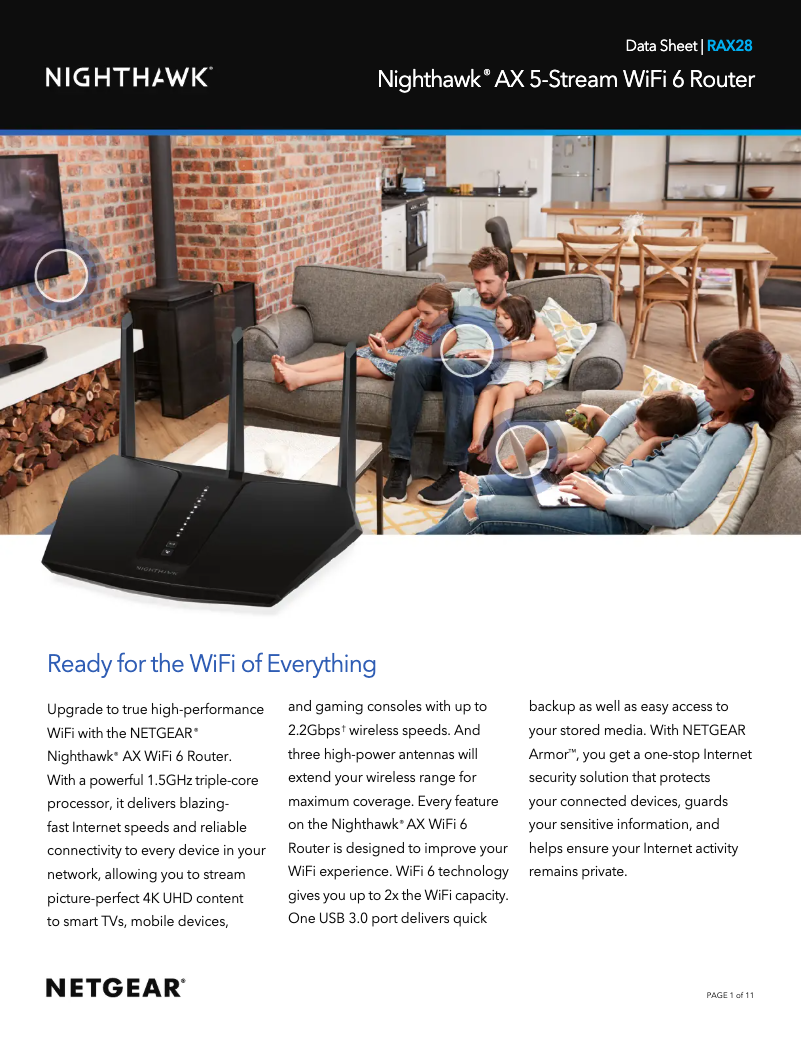 Page 1 de la notice Fiche technique Netgear Nighthawk RAX28