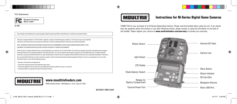 Page n°1 - Manuel utilisateur Moultrie D-40i