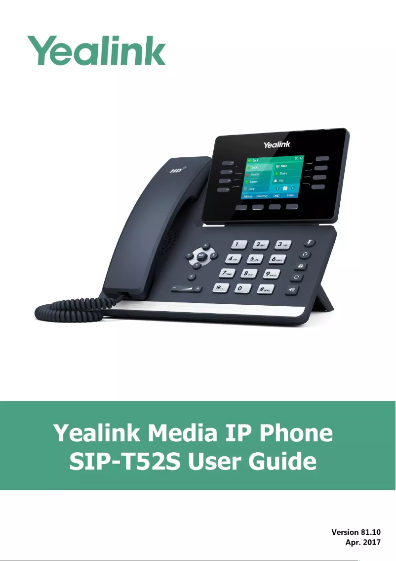 Page 1 de la notice Manuel utilisateur Yealink SIP-T52S