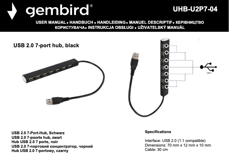 Page 1 de la notice Manuel utilisateur Gembird UHB-U2P7-04