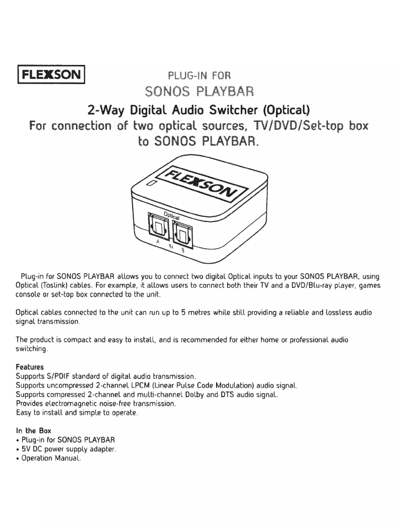 Página 1 del manual Manual de usuario Flexson Audio Switcher Sonos Playbar