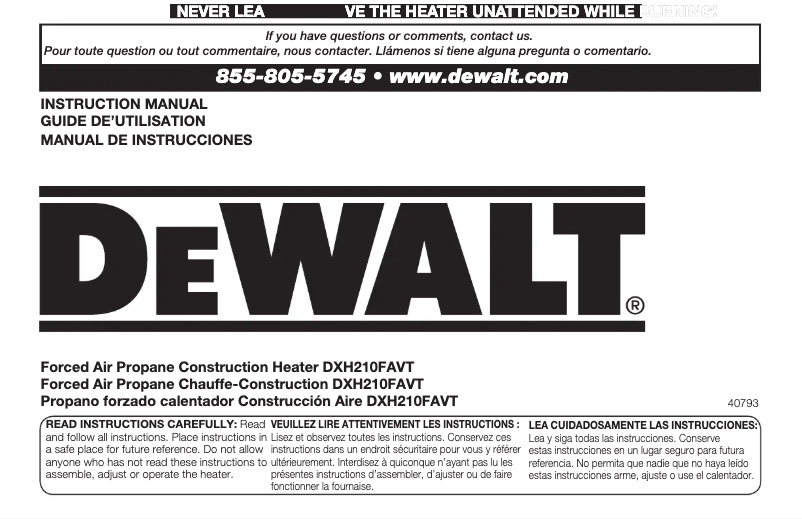 Page 1 de la notice Manuel utilisateur DeWalt DXH210FAVT