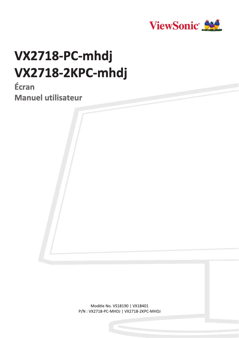 Page 1 de la notice Manuel utilisateur Viewsonic VX Series VX2718-2KPC-MHD