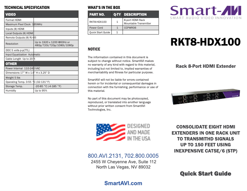 Image de la première page du manuel de l'appareil RKT8-HDX100