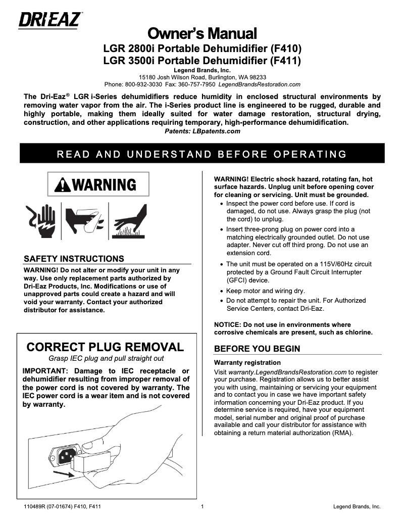 Image de la première page du manuel de l'appareil LGR 3500i