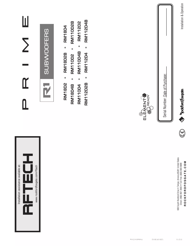 Page n°1 - Manuel utilisateur Rockford Fosgate Prime RM110D4B