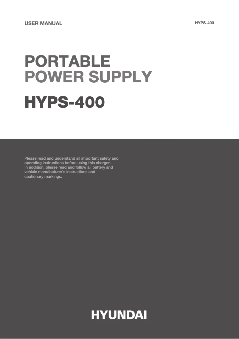 Image de la première page du manuel de l'appareil HYPS400