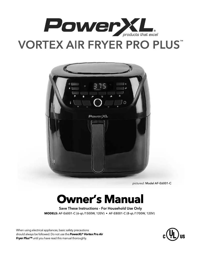 Image de la première page du manuel de l'appareil Vortex Pro Air Fryer Plus  AF-E8001-C