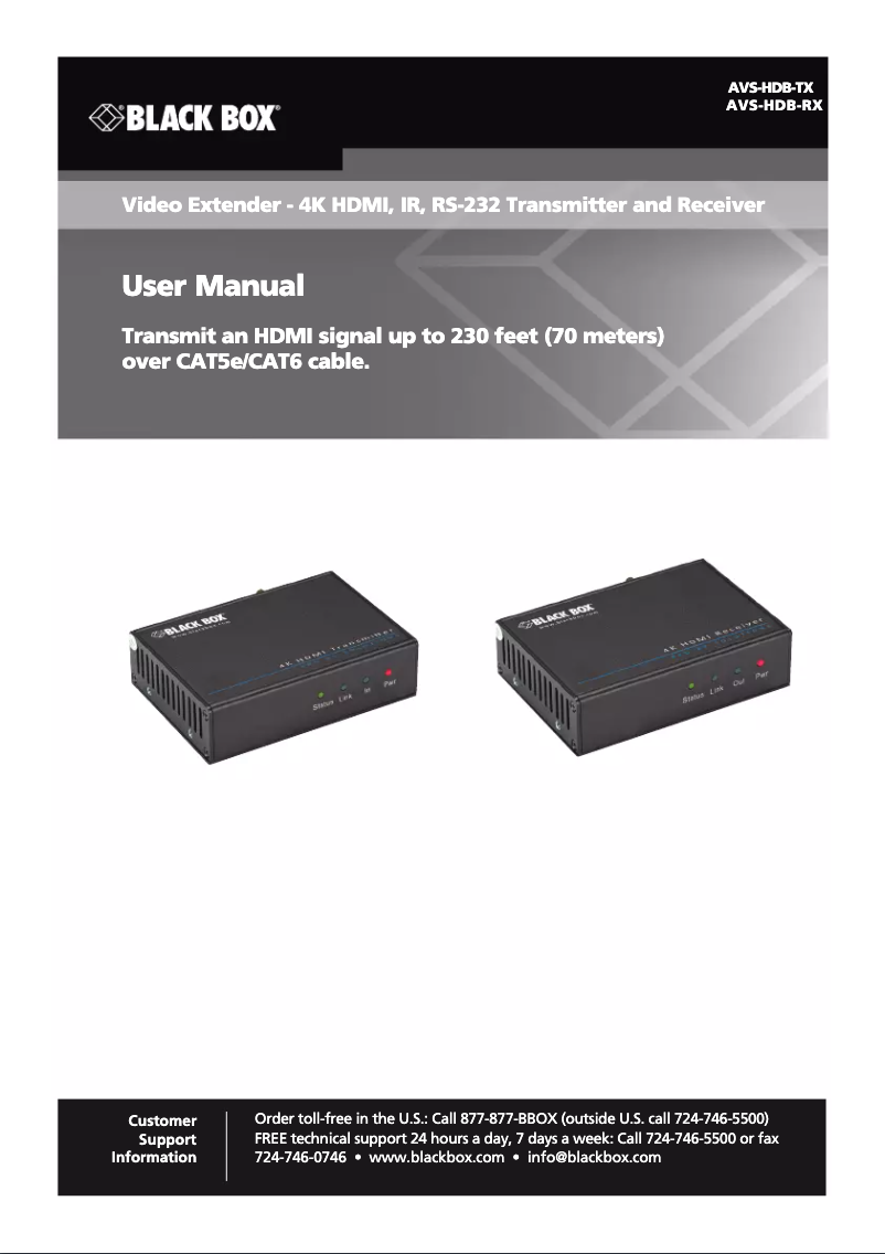 Page n°1 - Manuel utilisateur Black Box AVS-HDB-TX