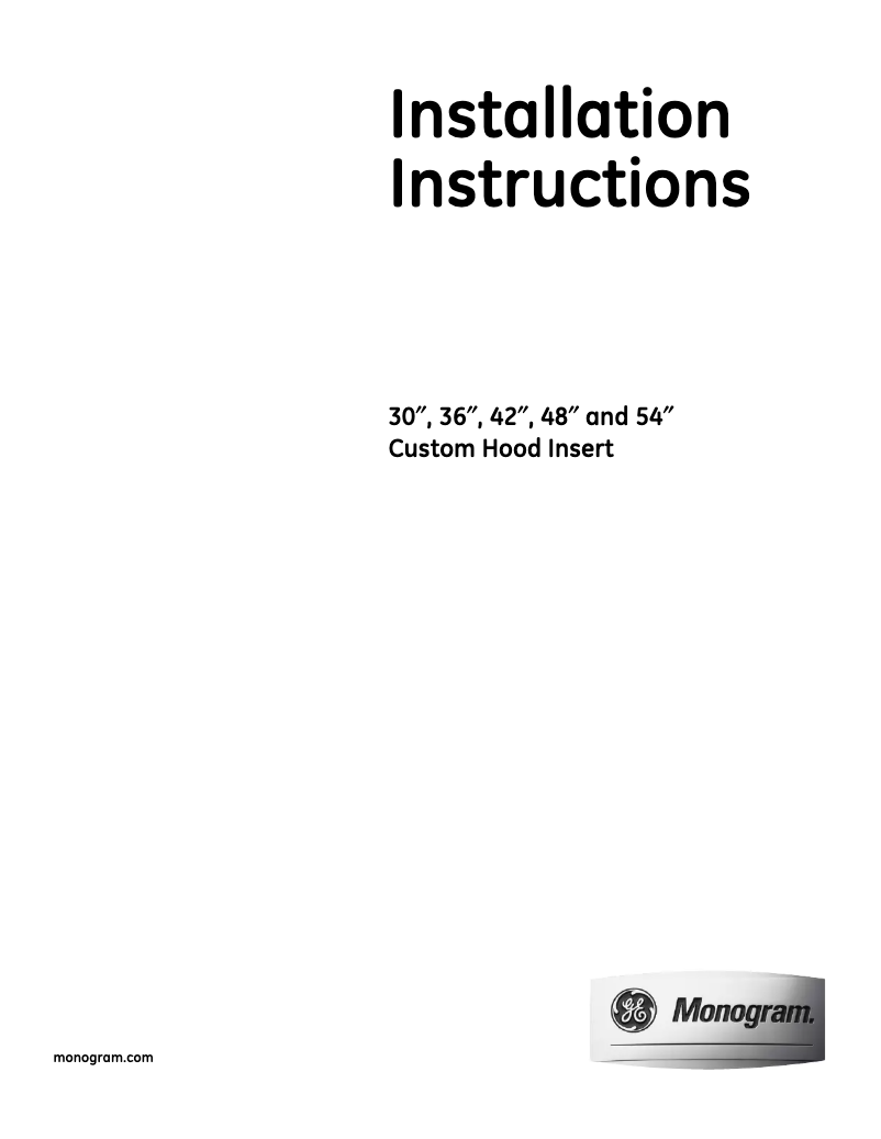 Page 1 de la notice Guide d'installation Monogram ZVC36LSS