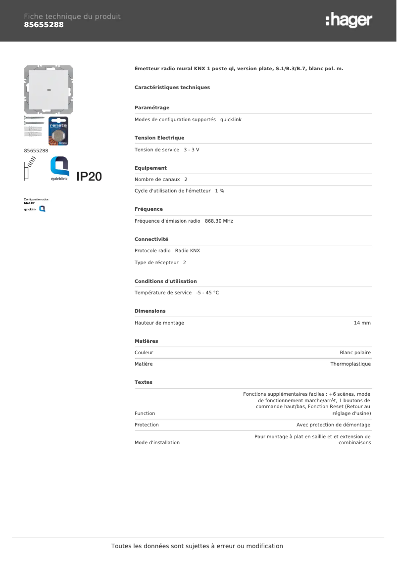 Image de la première page du manuel de l'appareil 85655288