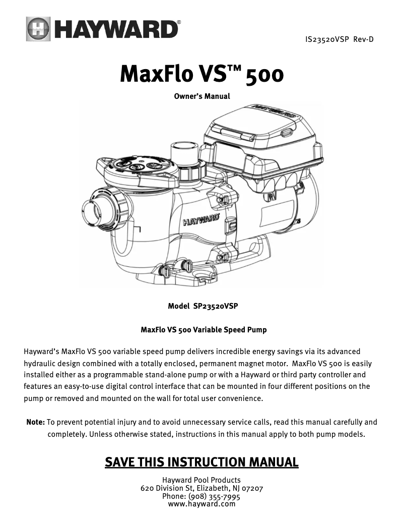 Image de la première page du manuel de l'appareil MaxFlo VS