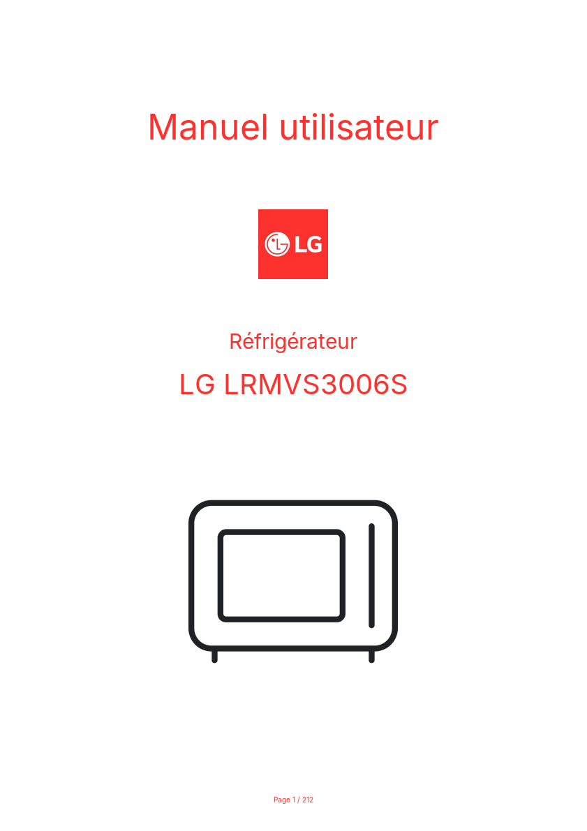 Page 1 de la notice Manuel utilisateur LG LRMVS3006S