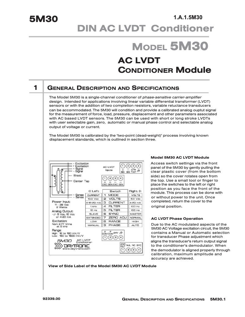 Imagen de la primera página del manual del dispositivo 5M30