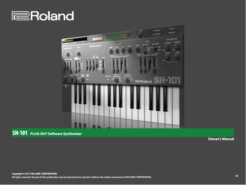 Page 1 de la notice Manuel utilisateur Roland PLUG-OUT SH-101