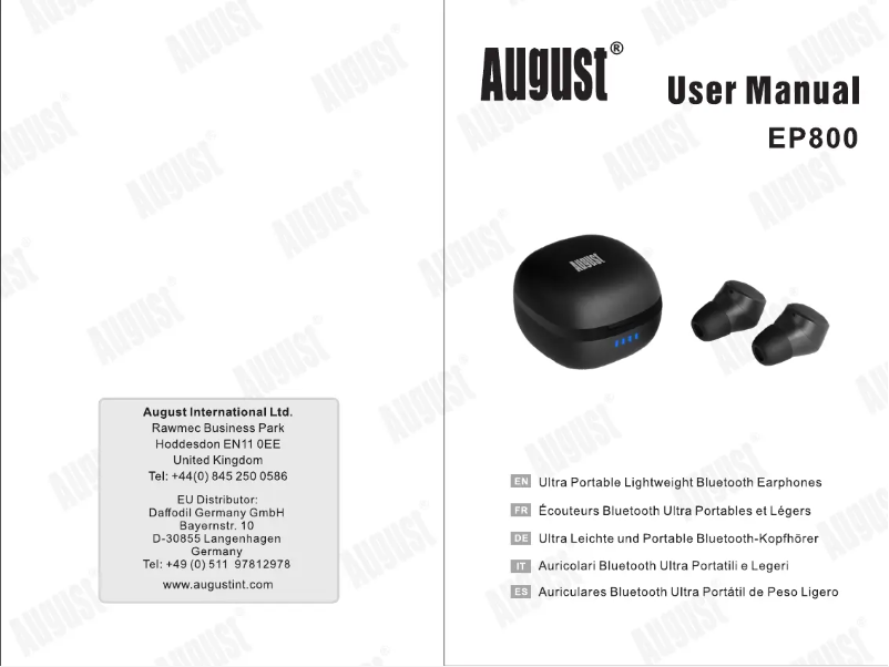 Page 1 de la notice Manuel utilisateur August EP800