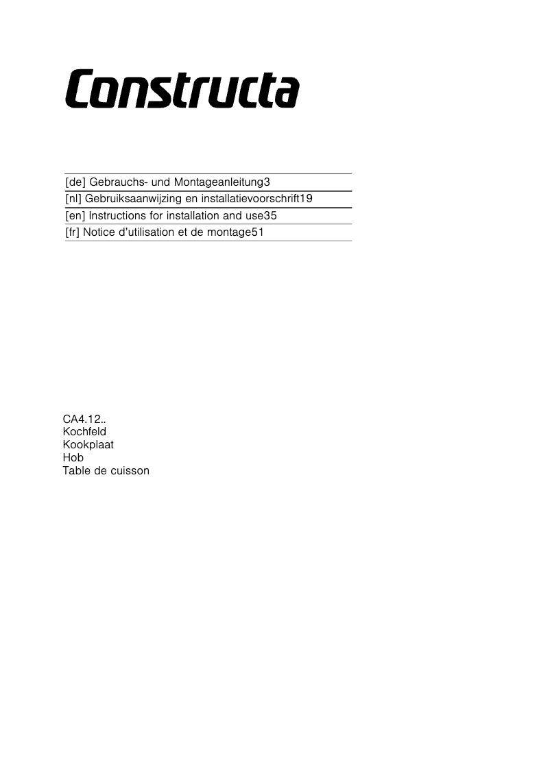 Page n°1 - Manuel utilisateur Constructa CA421252