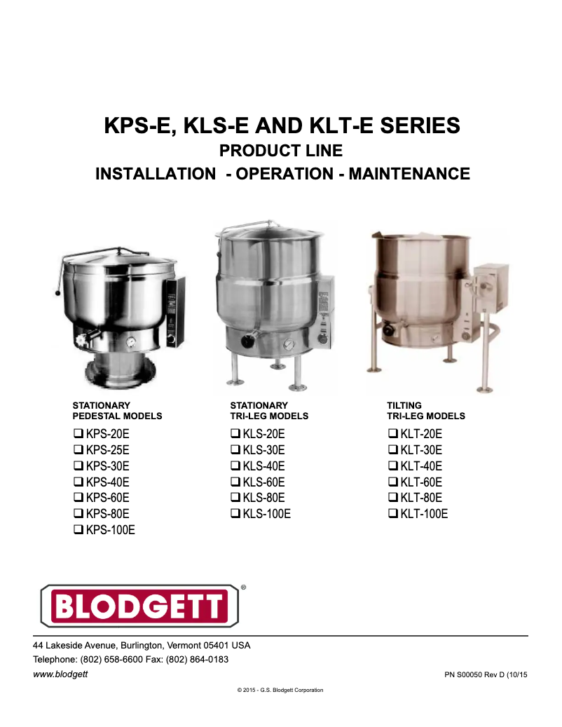 Page n°1 - Manuel utilisateur Blodgett KLT-40E