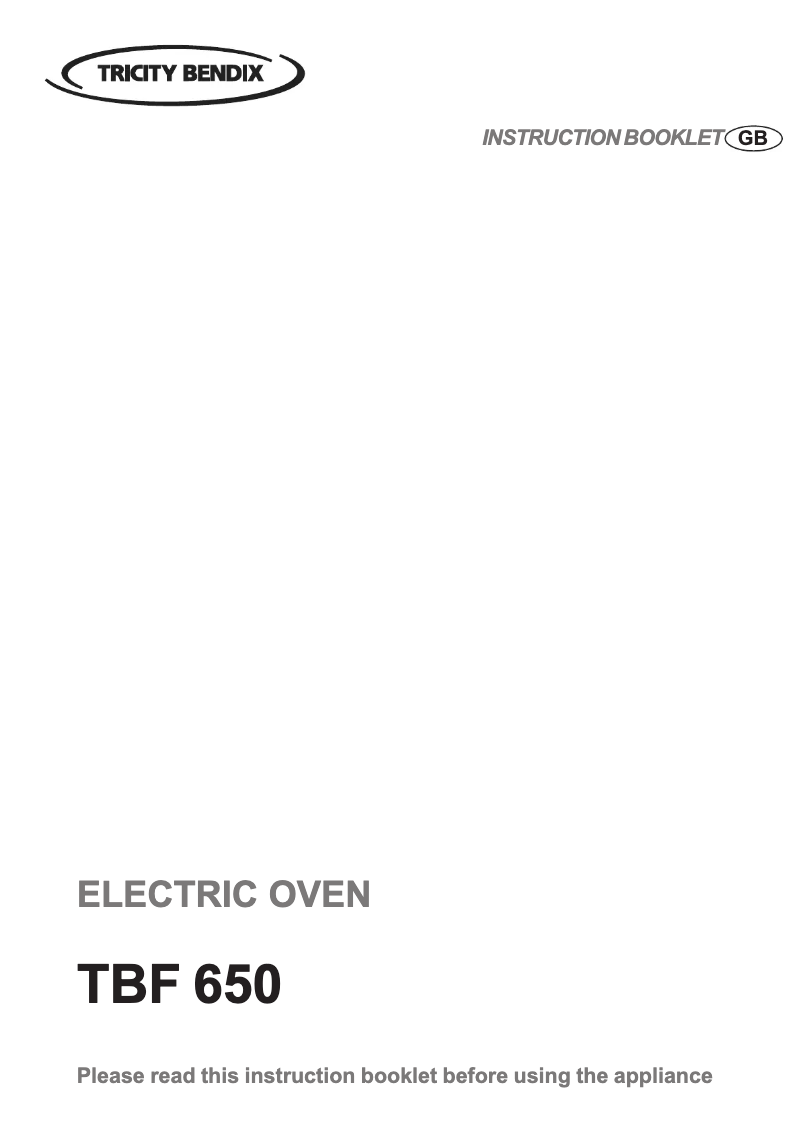 Page n°1 - Manuel utilisateur Tricity Bendix TBF650WH