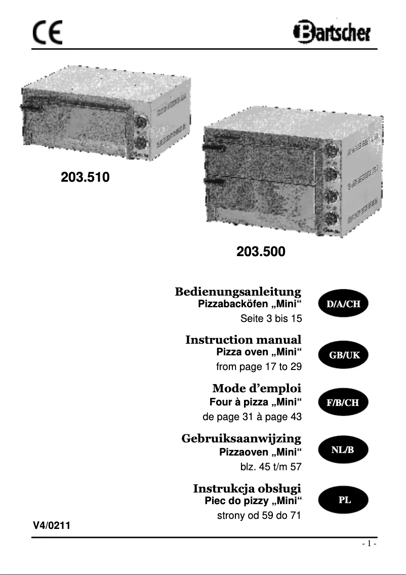 Página 1 del manual Manual de usuario Bartscher 203.500
