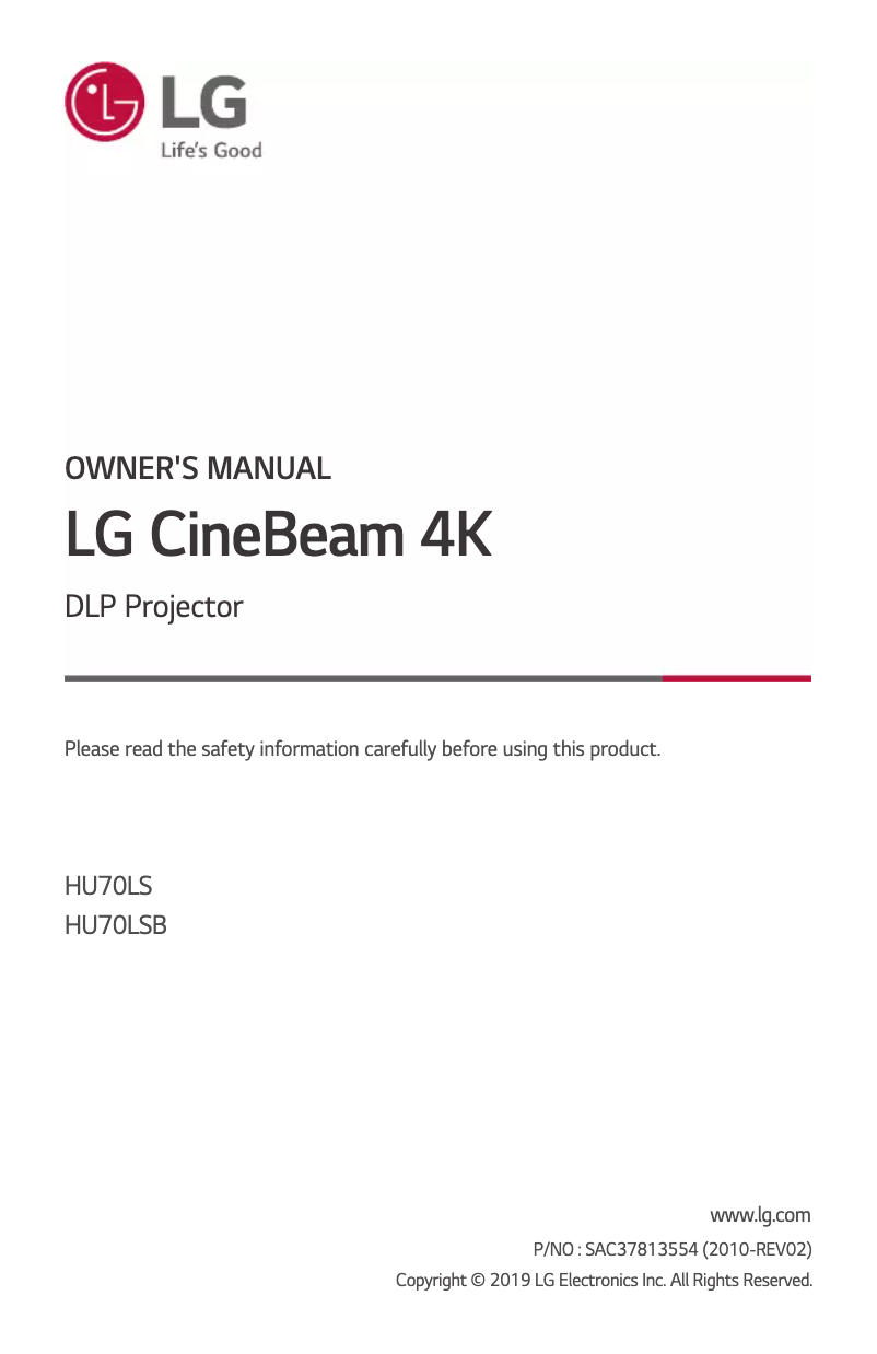 Image de la première page du manuel de l'appareil CineBeam 4K HU70LSB