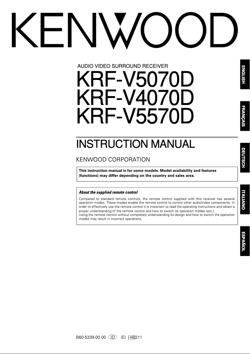 Image de la première page du manuel de l'appareil KRF-V5070D