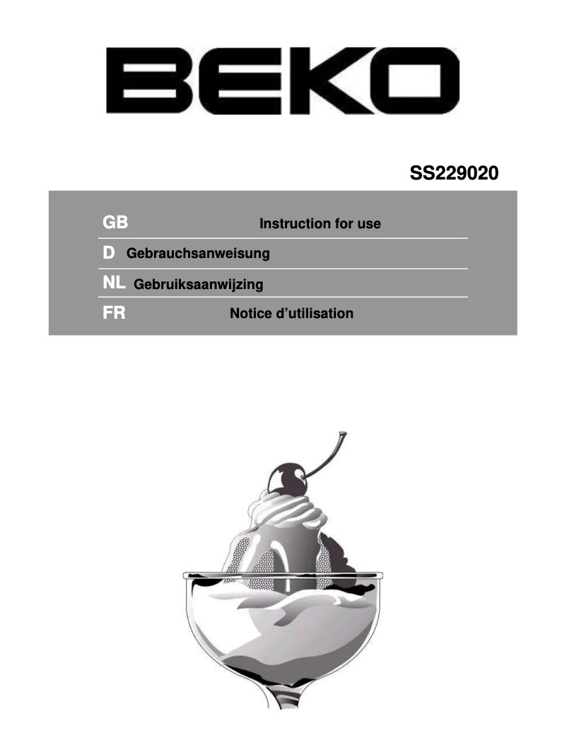 Page n°1 - Manuel utilisateur Beko SS229020