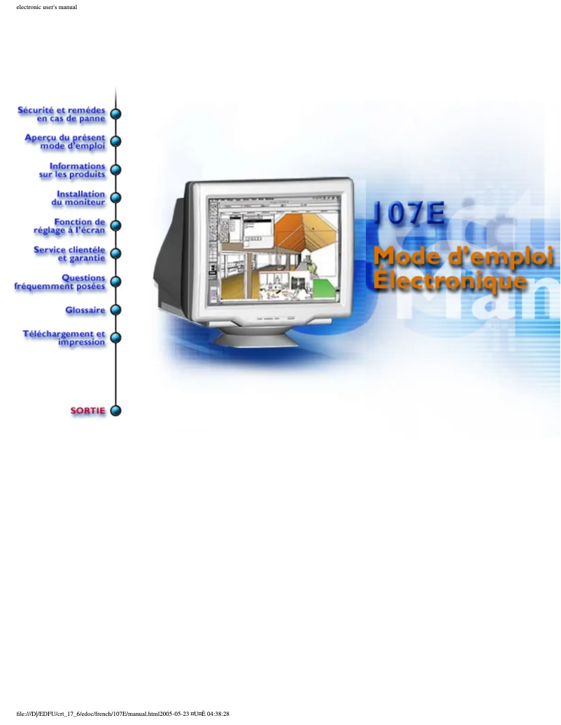 Page 1 de la notice Manuel utilisateur Philips 107E76