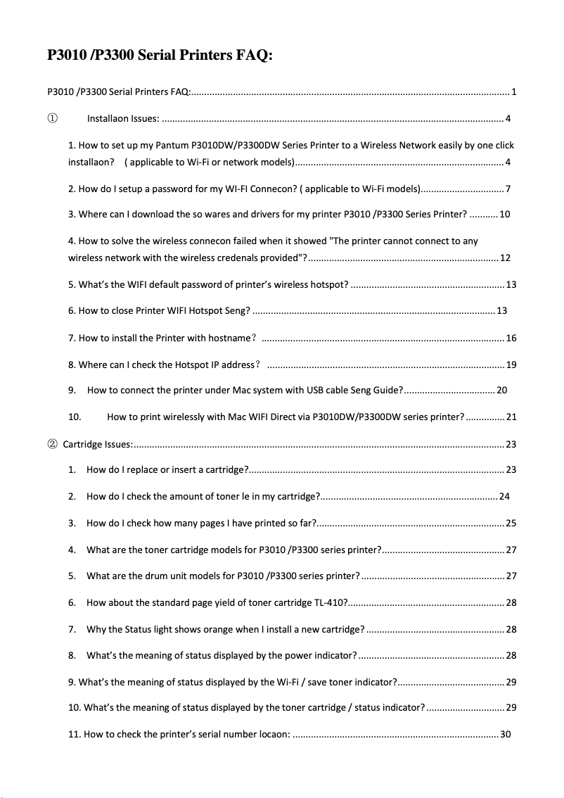 Page n°1 - FAQ Pantum P3012DW